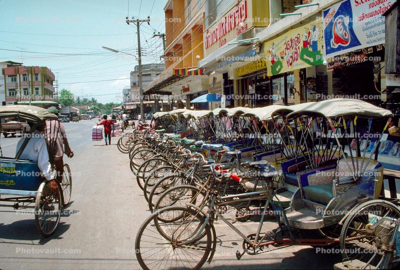 Three-wheeler, Tricycle, Jitney, Shops, Street, Bangkok, artistic
