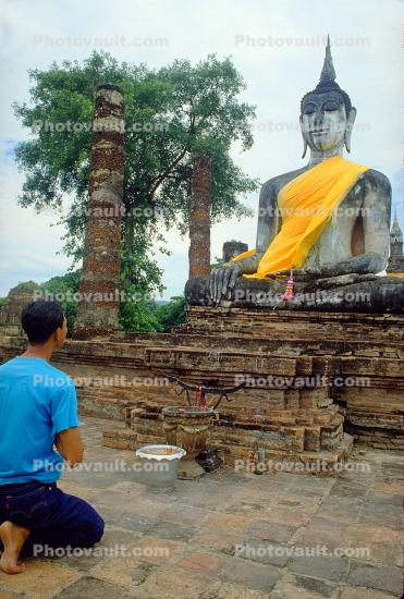 Man Praying, Buddha, Statue, Ayutthaya Historical Park