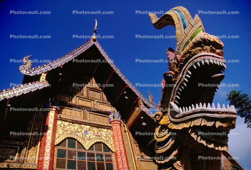 dragon, teeth, mouth, mean, fear, ornate, opulant, Bangkok Thailand