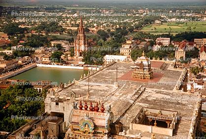view from Sri Ranganathaswamy Temple in Tiruchirappalli (Trichy or Trichinopoly), Tamil Nadu, 1950s