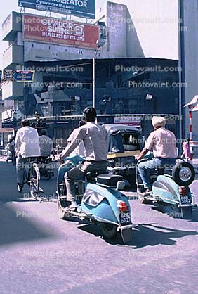 Vespa Scooters, buildings, Ahmedabad, Gujarat
