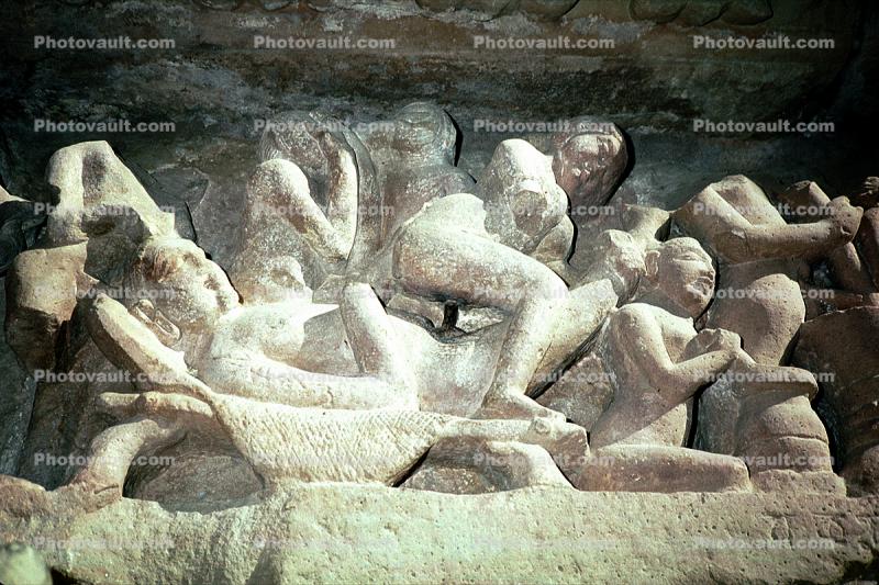 Erotic Carvings, Khajuraho, Madhya Pradesh, Lakshman temple, India