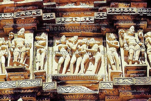 Erotic Carvings, Khajuraho, Madhya Pradesh, Temple, India