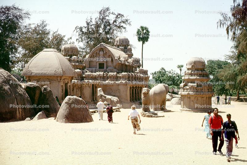 Boulders, shrine, building, sacred, Mahabalipuram, Kancheepuram district, Tamil Nadu