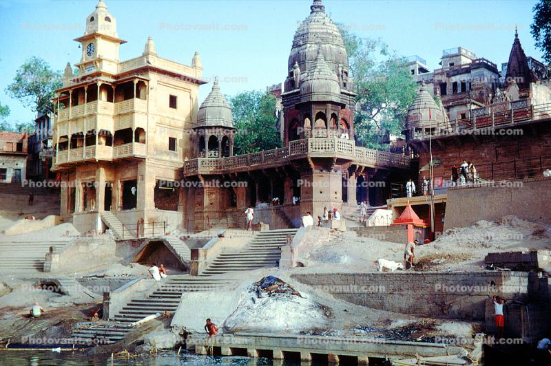 Varanasi Banaras Ganga, Ganges River, Unique Building, Steps, Varanasi, Banaras