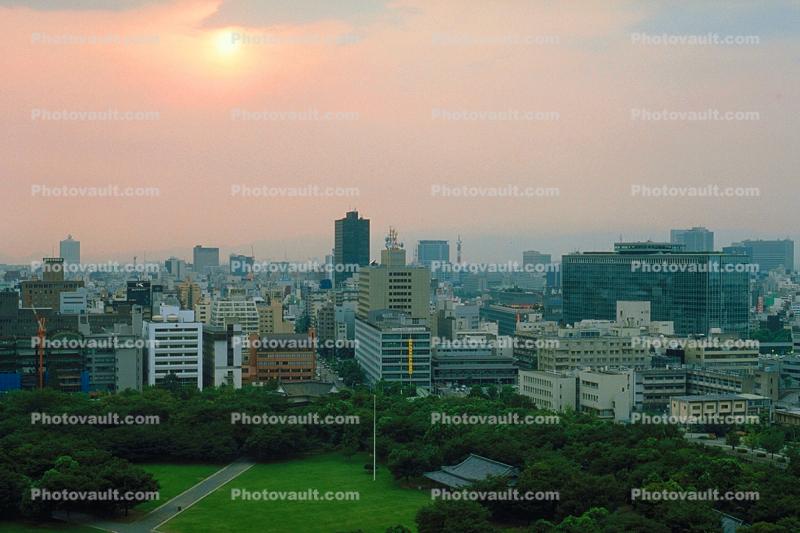 Buildings, skyline, cityscape, smog, Tokyo