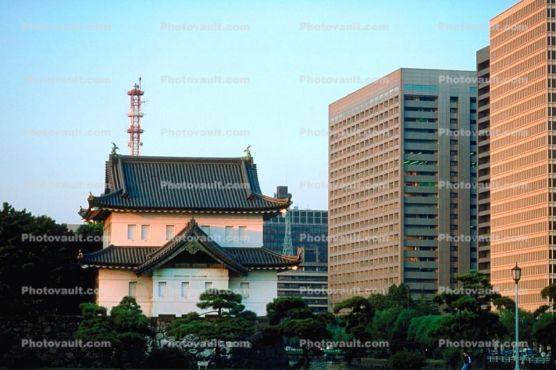 Palace, Traditional vsSaint Modern, highrise buildings, cityscape, skyline, Tokyo