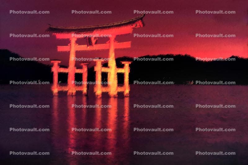 Miyajima, Torii Gate, Paintography