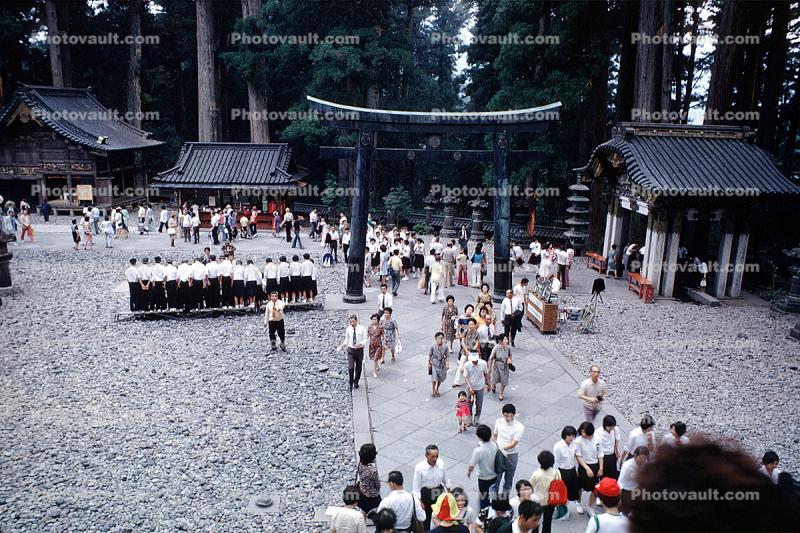 People, crowds, Torii gate, Nikko