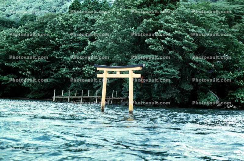 Torii Gate, trees, shore, shoreline