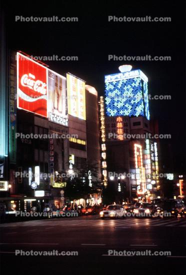 Coca-Cola, Coke, Highrise Buildings, shops, night, nighttime, neon, Ginza District, Tokyo