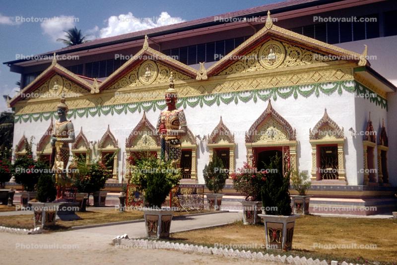 Reclining Buddha building, golden statues, Wat Chayamang Kalaram temple, Penang