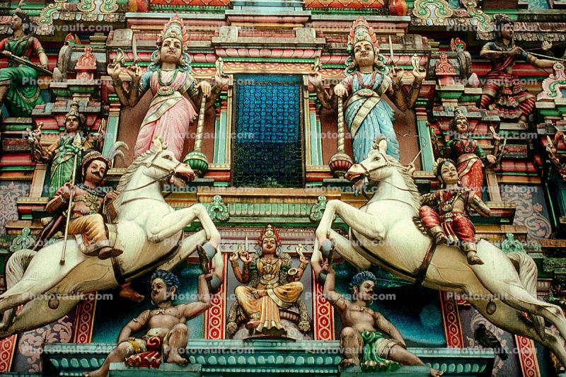Horses, Sri Mahamariamman Temple's, statues, deity