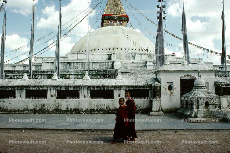 Kathmandu, Stupa Boudhanath, Dome, Flags, Sacred Place, Buddhist Shrine, temple, building