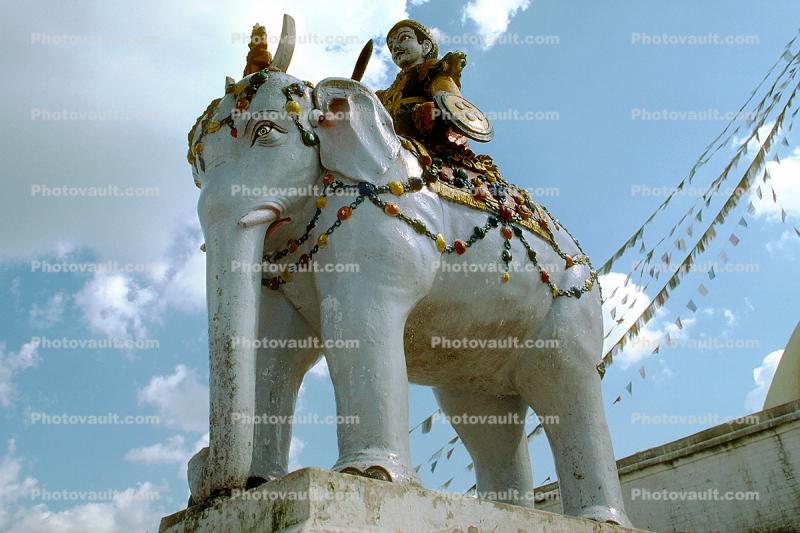 Elephant Statue, Stupa Boudhanath, Kathmandu, Sacred Place, Buddhist Shrine, temple, building