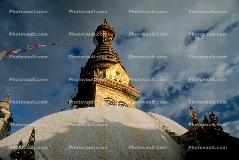 Stupa, Statue, Buddha's Eyes, Kathmandu, Swayambhunath Stupa, Dome, Sacred Place, Buddhist Shrine, temple, building