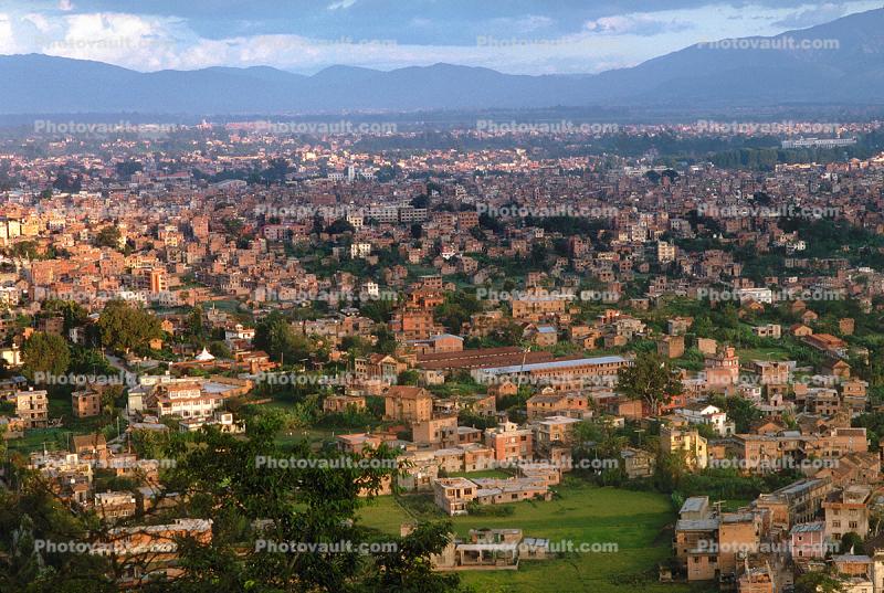 Kathmandu Valley, Homes, Houses, buildings, skyline, mountains
