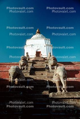 Elephants, Statue, Tower, Bhaktapur