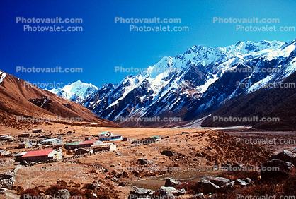 Village, buildings, town, Kyanjin Gompa, Himalayan Mountains