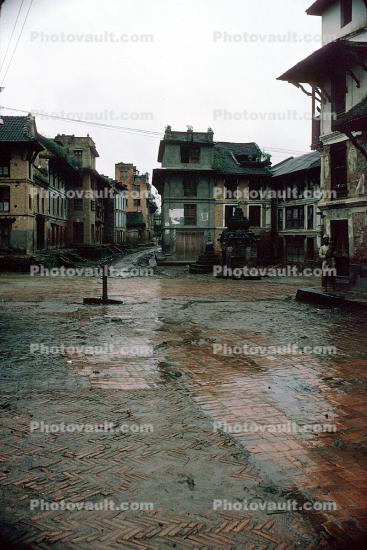 Wet Street, Alley, Aleeway, Cobblestone, Buildings, Kathmandu