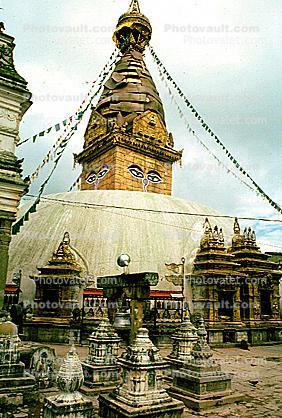 Swayambhunath Stupa, Statue, Dome, Flags, Sacred Place, Kathmandu