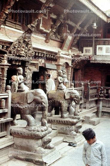 Elephant Statue, Temple, sacred building, Hindi, Kathmandu