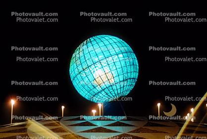 The Globe Roundabout, nighttime, landmark, Jeddah, Saudi Arabia
