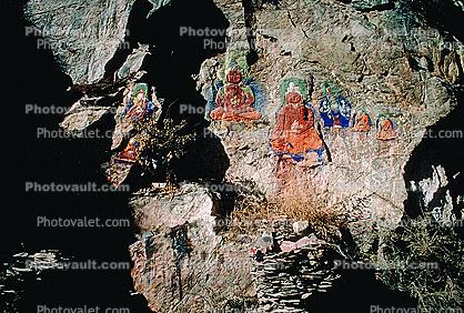 Buddha, Rock Carving, Himalayas, Tibet, Statue