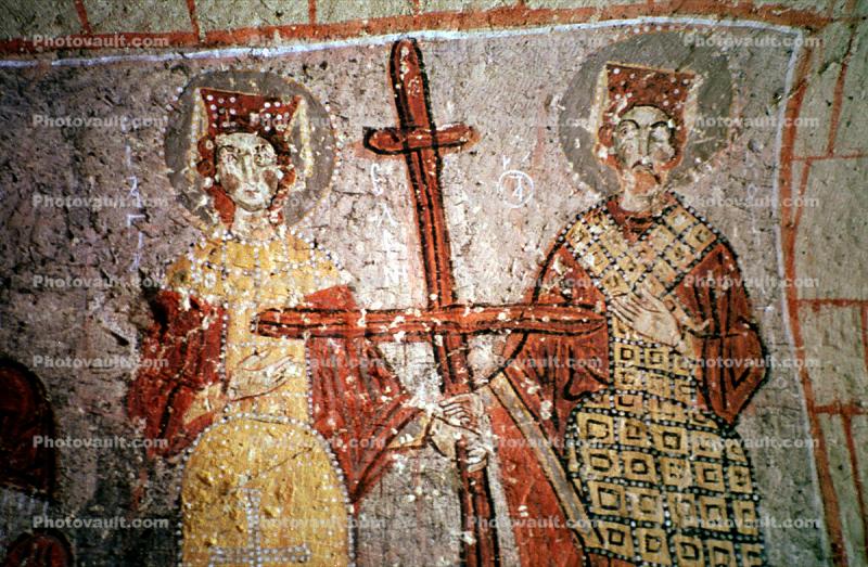 Fresco, cross, wall painting, Cappadocia (Kapadokya)