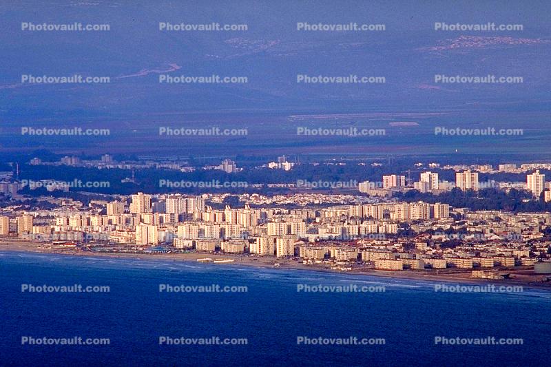 skyline, buildings, cityscape, Mediterranean Sea, Haifa