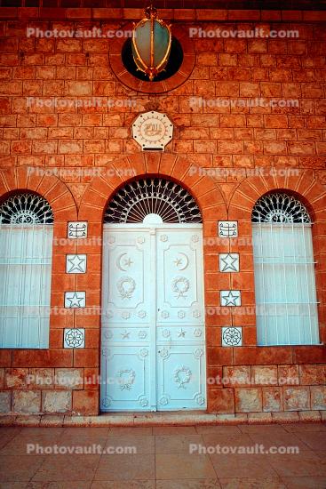door, doorway, entrance, windows, Baha'i Shrine and Gardens, Headquarters, Haifa