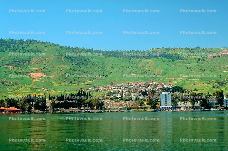Cityscape, shore, shoreline, hill, Tiberias, Sea of Galilee
