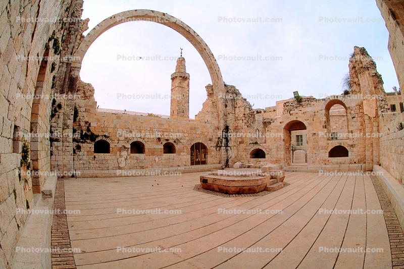 arch of the ruined Hurva Synagogue, Tower, Jewish Quarter, Temple, Jerusalem