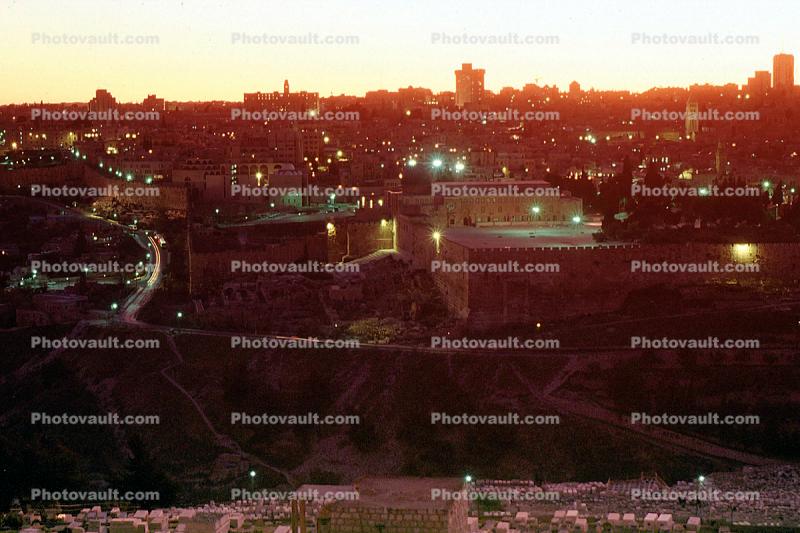Evening, dusk, sunset, buildings, hillside, The Old City, Jerusalem