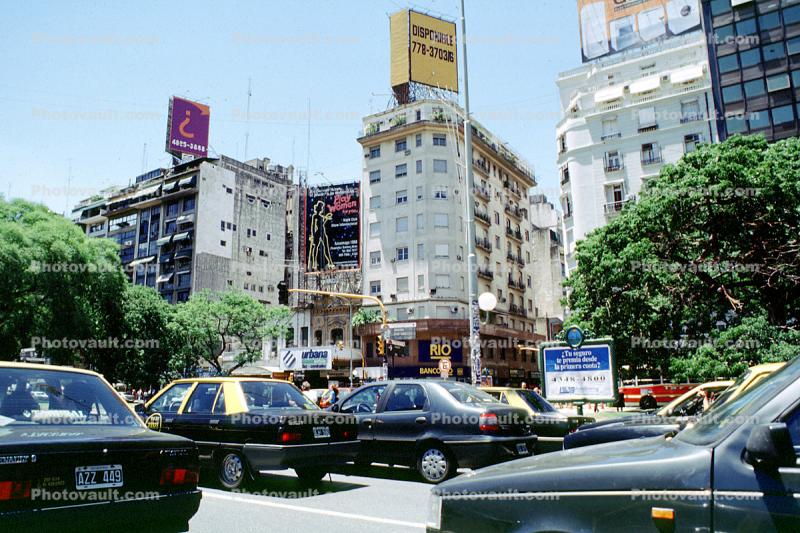 Taxi Cabs, Buildings, Cars, automobile, vehicles, Traffic Jam, Buenos Aires
