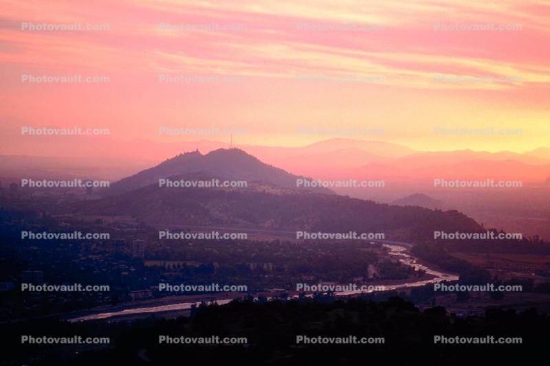 Mountains, River, Sunset, Santiago