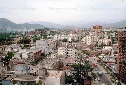 buildings, street, cars, Santiago