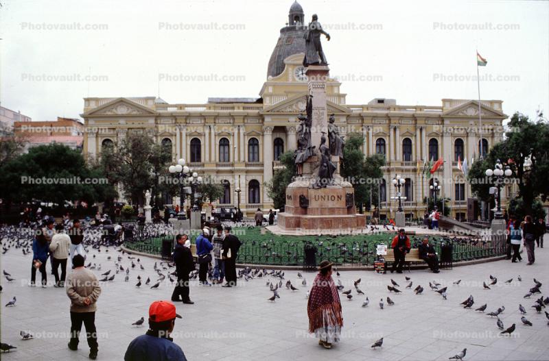 Union to the Bollivian Union, El Palacio Quemado, landmark, Monument, Plaza Murillo, La Paz