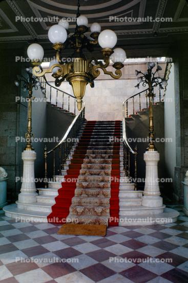 Staircase, Chandelier, Stairs, Castillo de Chapultepec, Chapultepec Castle, March 1973