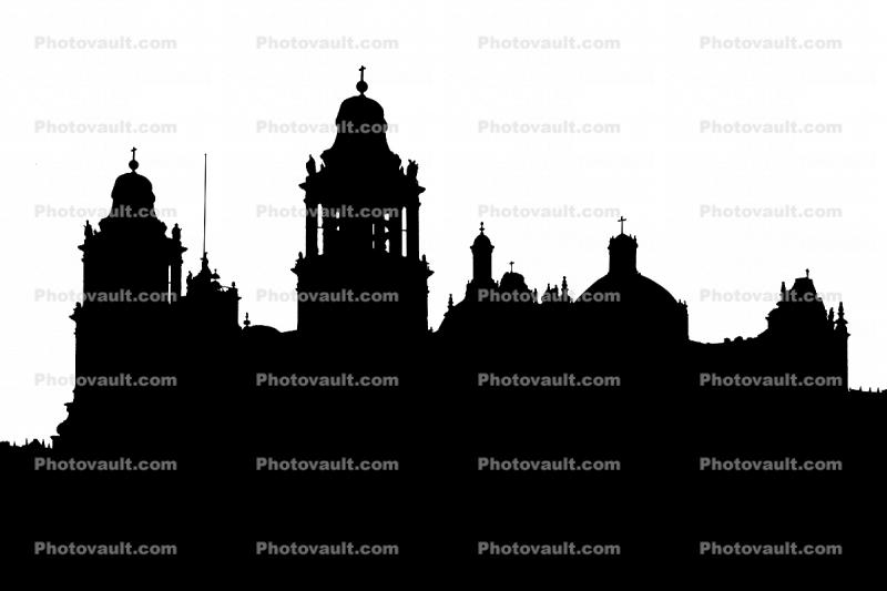 Metropolitan Cathedral silhouette, Zocalo, Church, Basilica, Building, landmark, shape, logo