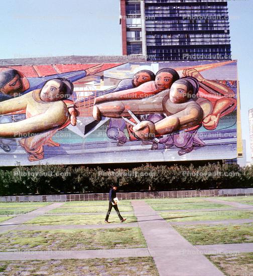 Mural, Painting, Artwork, Universidad Nacional Autonoma de Mexico, National Autonomous University of Mexico, buildings, campus