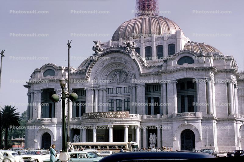 Palacio de Bellas Artes, Palace of Fine Arts, Museum, cars, automobiles, vehicles, March 1967, 1960s