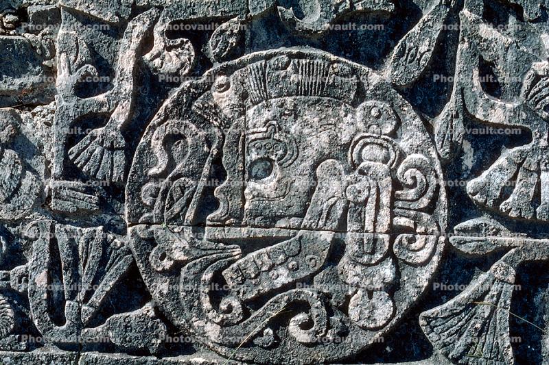 Skull, Carving, Stone, bar-Relief, Figure, Chichen Itza