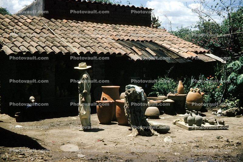 Man, Hat, Mexican Roof Tiles, pottery