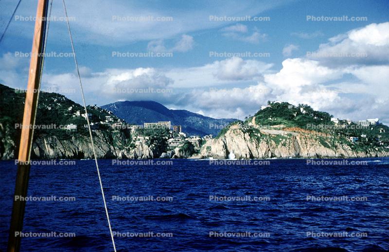 cliffs, hills, shoreline, shore, bay, Acapulco