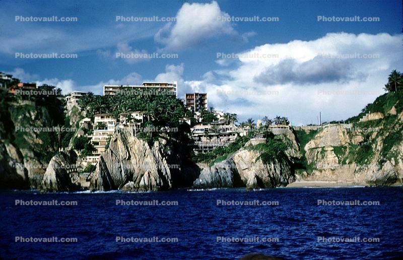 Cliffs, Ocean, buildings, bay, Pacific Ocean, coastal, coast, shoreline, seaside, coastline, Acapulco