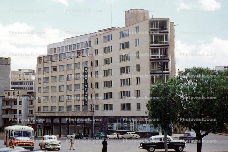 Continental Hotel, building, cars, 1950s
