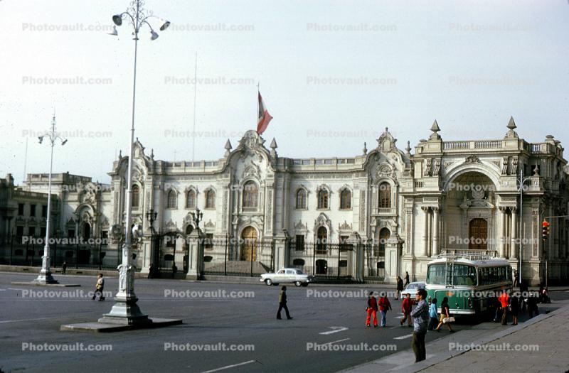 Palacio, Peruvian Government Palace, Plaza de Armas, building, landmark, Lima, 1950s
