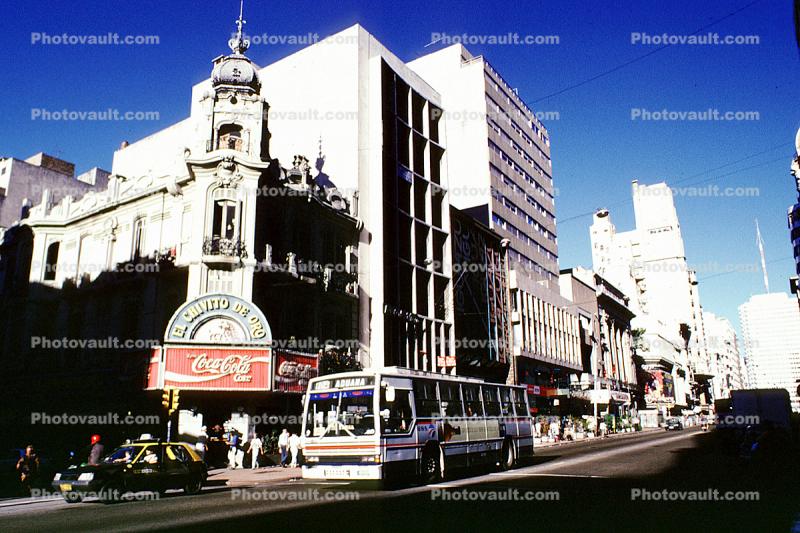 downtown, office, building, taxi cab, Bus, Coca Cola, Montevideo