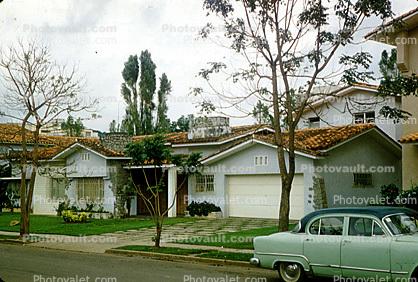 single story house, residence, cars, Caracas, Venezuela, 1950s